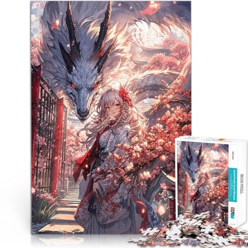 Puzzle für Jugendliche 1000 Teile Sakura Anime Mädchen Drache Pädagogisches Spielzeug zum Stressabbau Heimdekoration Spielzeug 50x70cm von BKDNNUJR