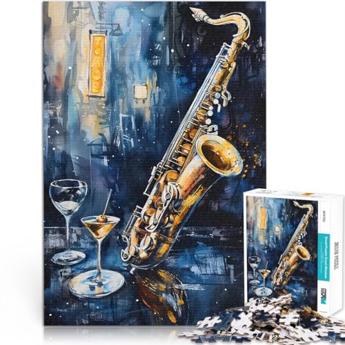 Puzzle für Jugendliche 1000 Teile Saxophon-Nächte Anspruchsvolles Spiel und Familienspaß Lernspiel für Geburtstag, Weihnachten 50x70cm von BKDNNUJR
