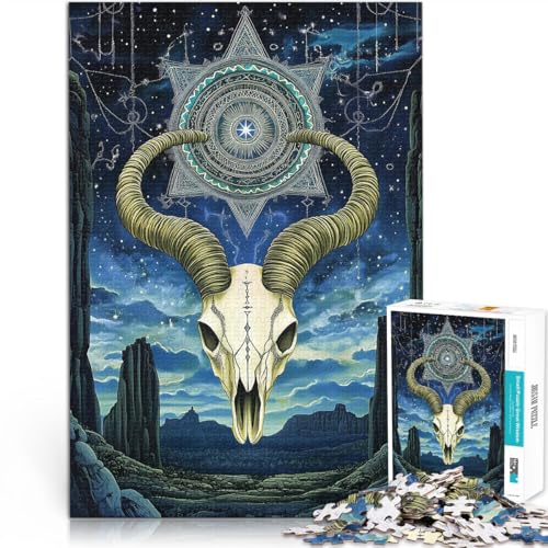 Puzzle für Jugendliche 1000 Teile Ziegenschädel Gehirnintelligenz-Herausforderung süchtig machendes Spielzeug Wichtelgeschenke 26x38cm von BKDNNUJR