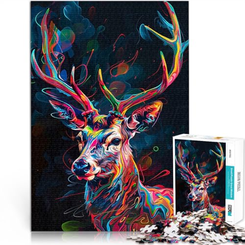Puzzle für Teenager 1000 Teile Abstrakter Hirsch Pädagogisches Spielzeug zum Stressabbau Geburtstagsgeschenk, Geschenke, Wandkunst 26x38cm von BKDNNUJR