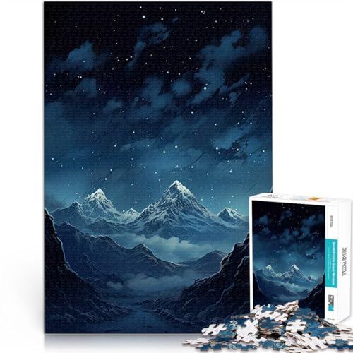 Puzzle für Teenager 1000 Teile Berge bei Nacht Helfen Sie dem Gehirn, süchtig machende Spielzeuge zu trainieren, um Geduld zu entwickeln Heimdekoration 26x38cm von BKDNNUJR