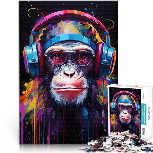 Puzzle für Teenager 1000 Teile DJ Monkey mit Kopfhörern für Lernspiel-Herausforderungsspielzeug Tolle Geschenke und Spielzeuge 50x70cm Puzzle für Teenager 1000 Teile DJ Monkey mit Kopfhörern für Lernspiel-Herausforderungsspielzeug Tolle Geschenke und Spielzeuge 50x70cm von BKDNNUJR