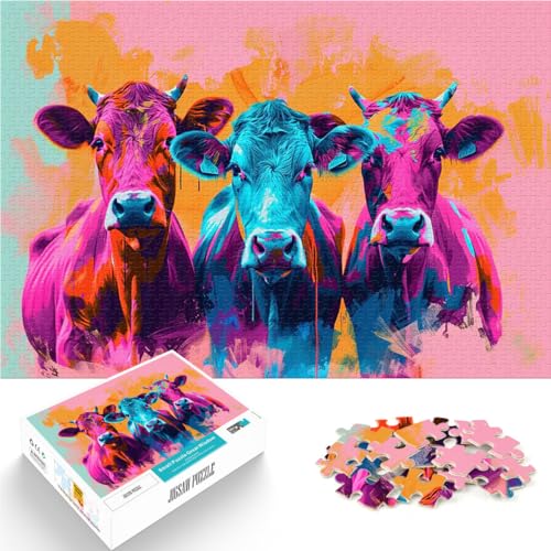 Puzzle für Teenager 1000 Teile DREI Kühe Gehirnintelligenz-Herausforderung süchtig machendes Spielzeug Geburtstagsgeschenke 26x38cm von BKDNNUJR