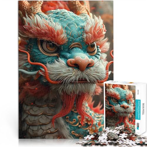 Puzzle für Teenager 1000 Teile Frohes neues Jahr, Drache Lernspiel-Herausforderungsspielzeug Lernspiel für Geburtstag, Weihnachten 26x38cm von BKDNNUJR