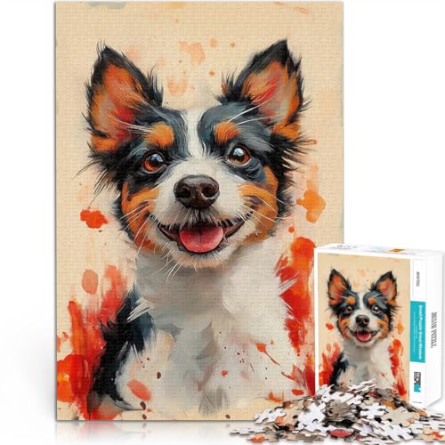 Puzzle für Teenager 1000 Teile Lächelndes Hundegemälde Spielzeug Lernspiele Stressabbau Tolle Geschenke und Spielzeuge 50x70cm von BKDNNUJR