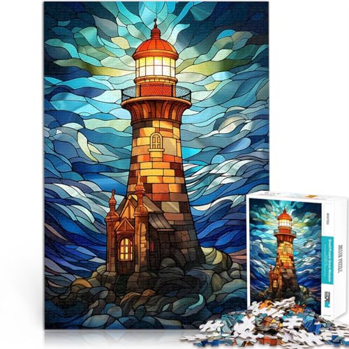 Puzzle für Teenager 1000 Teile Leuchtturm-Buntglas Anspruchsvoll, Aber lustig und humorvoll Tolle Geschenke und Spielzeuge 50x70cm von BKDNNUJR
