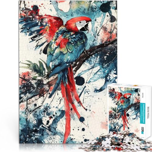 Puzzle für Teenager 1000 Teile Scharlachroter Ara Aquarell Pädagogisches Spielzeug zum Stressabbau Heimdekoration Spielzeug 26x38cm von BKDNNUJR