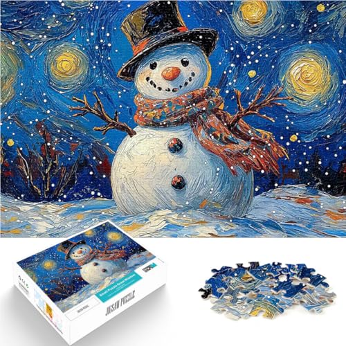 Puzzle für Teenager 1000 Teile Schneemann unter der Sternennacht Lernspielzeug denn eignet ganze Familie 50x70cm von BKDNNUJR