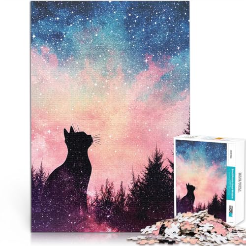 Puzzle für Teenager 1000 Teile Schwarze Katze am Nachthimmel Lernspielzeug für die ganze Familie Tolles Geschenk für Spiele 26x38cm Puzzle für Teenager 1000 Teile Schwarze Katze am Nachthimmel Lernspielzeug für die ganze Familie Tolles Geschenk für Spiele 26x38cm von BKDNNUJR