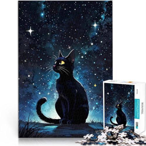 Puzzle für Teenager 1000 Teile Schwarze Katze unter Sternenhimmel Quizspiel eignet ganze Familie 26x38cm Puzzle für Teenager 1000 Teile Schwarze Katze unter Sternenhimmel Quizspiel eignet ganze Familie 26x38cm von BKDNNUJR