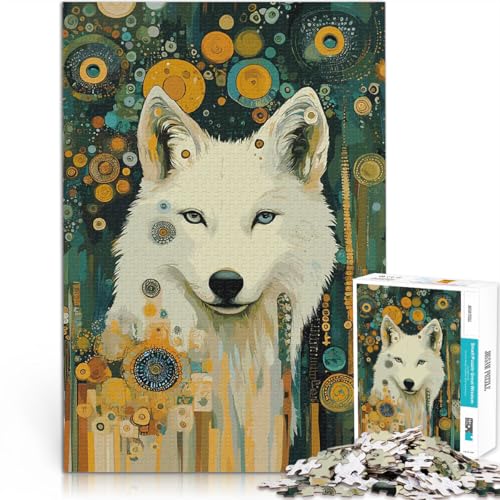 Puzzle für Teenager 1000 Teile Weißer Wolf im Sternendschungel Spielzeug Lernspiele Stressabbau Lernspiel für Geburtstag, Weihnachten 26x38cm von BKDNNUJR