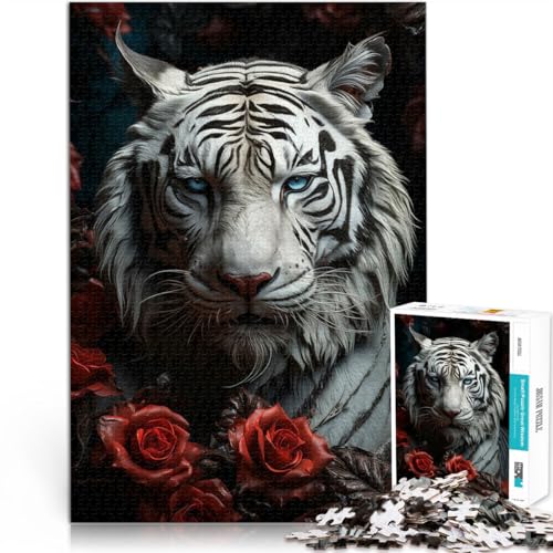Puzzle für Teenager 1000 Teile weißer Tiger Helfen Sie dem Gehirn, süchtig machende Spielzeuge zu trainieren, um Geduld zu entwickeln Wohnkunstdekor 26x38cm von BKDNNUJR
