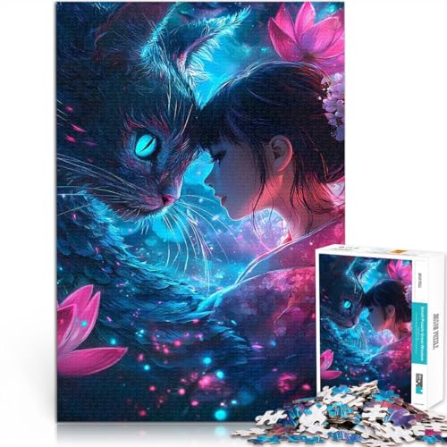Teenager 1000 Teile Puzzle Anime-Mädchen und Katze Lotus Kirschblüten Denkspiel denn eignet ganze Familie 26x38cm Teenager 1000 Teile Puzzle Anime-Mädchen und Katze Lotus Kirschblüten Denkspiel denn eignet ganze Familie 26x38cm von BKDNNUJR