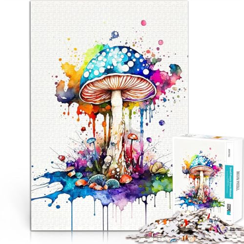 Teenager 1000 Teile Puzzle Aquarell Pilz Gehirnintelligenz-Herausforderung süchtig machendes Spielzeug Heimdekoration Spielzeug 26x38cm von BKDNNUJR