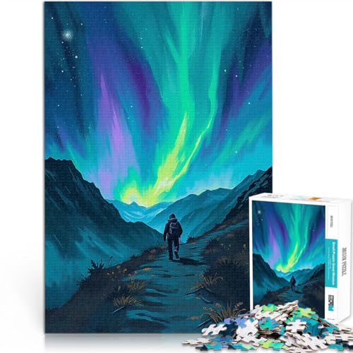 Teenager 1000 Teile Puzzle Aurora Borealis Nachtwanderung Acrylgemälde Familienaktivität Angebot als Geschenk für die ganze Familie 26x38cm von BKDNNUJR