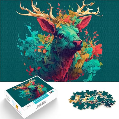 Teenager 1000 Teile Puzzle Cartoon-Stil des Elchs Spielzeug Lernspiele Stressabbau Lustige Aktivitäten für zu Hause, Geburtstagsgeschenk, Reisegeschenk, 50x70cm von BKDNNUJR