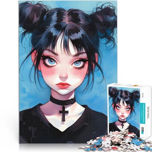 Teenager 1000 Teile Puzzle Gothic-Mädchen mit den blauen Augen Spielzeug für die ganze Familie Tolle Geschenke und Spielzeuge 50x70cm Teenager 1000 Teile Puzzle Gothic-Mädchen mit den blauen Augen Spielzeug für die ganze Familie Tolle Geschenke und Spielzeuge 50x70cm von BKDNNUJR
