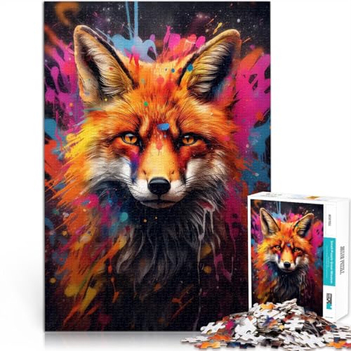 Teenager 1000 Teile Puzzle Graffiti Splatter Fox Wall für Lernspiel-Herausforderungsspielzeug Lernspiel für Geburtstag, Weihnachten 26x38cm von BKDNNUJR