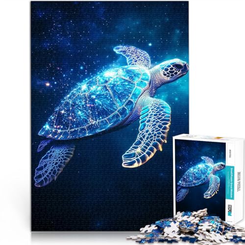 Teenager 1000 Teile Puzzle Kosmische Meeresschildkröte Spielzeug Lernspiele Stressabbau mit passendem Poster und Quizblatt 50x70cm von BKDNNUJR