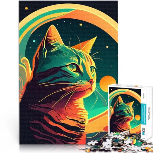 Teenager 1000 Teile Puzzle Verträumte Katze Gehirnintelligenz-Herausforderung süchtig machendes Spielzeug Geburtstagsgeschenk 26x38cm von BKDNNUJR