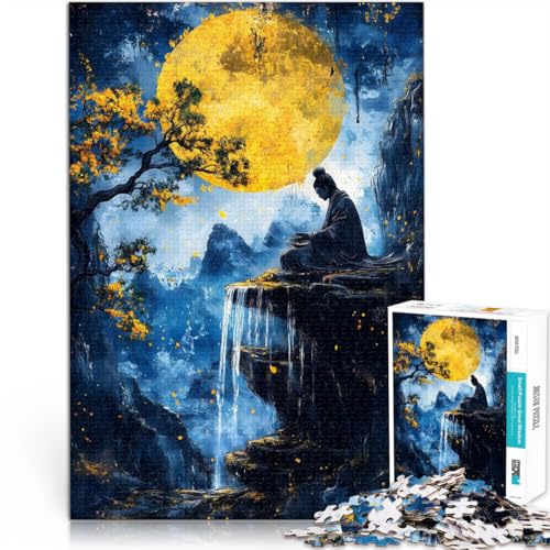 Teenager 1000 Teile Puzzle Zen-Meditation bei Vollmond Spielzeug Lernspiele Stressabbau Lernspiel für Geburtstag, Weihnachten 26x38cm von BKDNNUJR