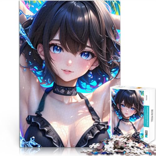 Teenager 1000-teiliges Puzzle Anime-Mädchen im Badeanzug lustige Spiele für die ganze Familie Lernspiel für Geburtstag, Weihnachten 26x38cm von BKDNNUJR
