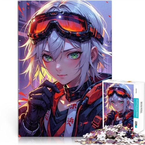Teenager 1000-teiliges Puzzle Anime-Mädchen mit Schutzbrille Lernspiel-Herausforderungsspielzeug Heimdekoration Spielzeug 26x38cm von BKDNNUJR