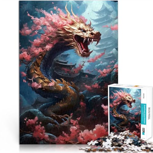 Teenager 1000-teiliges Puzzle Japanische Drachenkirsche Spielzeug Lernspiele Stressabbau Lernspiel für Geburtstag, Weihnachten 26x38cm von BKDNNUJR