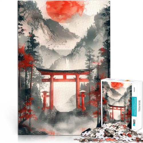 Teenager 1000-teiliges Puzzle Japanischer Landschaftsstil Lernspiel-Herausforderungsspielzeug Lernspiel für Geburtstag, Weihnachten 26x38cm von BKDNNUJR