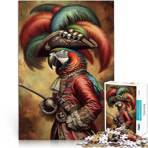 Teenager 1000-teiliges Puzzle Papagei als Piratenkapitän Dekomprimierendes intellektuelles Lernspielzeug für Heimdekoration 26x38cm Teenager 1000-teiliges Puzzle Papagei als Piratenkapitän Dekomprimierendes intellektuelles Lernspielzeug für Heimdekoration 26x38cm von BKDNNUJR