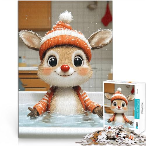 Teenager 1000-teiliges Puzzle Süßes Rentier in Einer Badewanne Anspruchsvolles Spiel und Familienspaß Für Paare geeignet 50x70cm Teenager 1000-teiliges Puzzle Süßes Rentier in Einer Badewanne Anspruchsvolles Spiel und Familienspaß Für Paare geeignet 50x70cm von BKDNNUJR