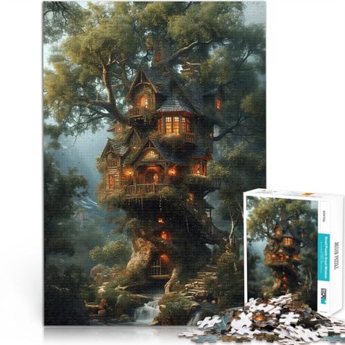 Teenager 1000-teiliges Puzzle Verzaubertes Baumhaus Stressabbau Schwierige Herausforderung Die Liebe zwischen Paaren stärken 50x70cm von BKDNNUJR