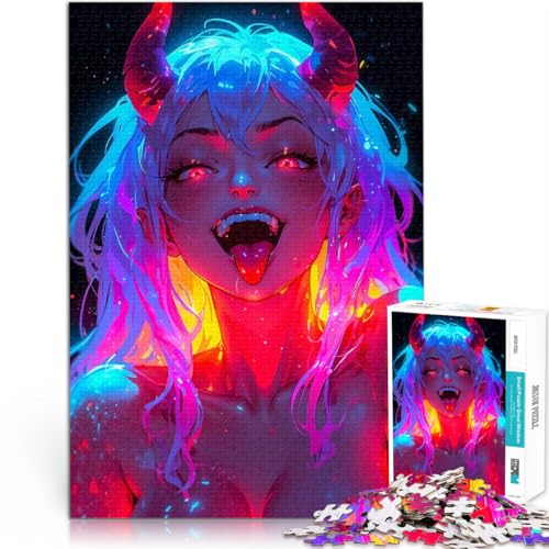 Teenager-Puzzle 1000 Teile Böses Anime-Dämonenmädchen für Lernspiel-Herausforderungsspielzeug Die Liebe zwischen Paaren stärken 26x38cm von BKDNNUJR