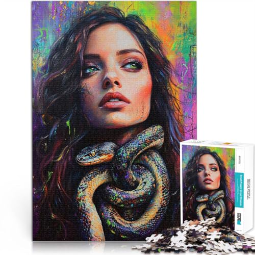 Teenager-Puzzle 1000 Teile Frau und Schlange Gehirnintelligenz-Herausforderung süchtig machendes Spielzeug Wohnkunstdekor 50x70cm Teenager-Puzzle 1000 Teile Frau und Schlange Gehirnintelligenz-Herausforderung süchtig machendes Spielzeug Wohnkunstdekor 50x70cm von BKDNNUJR