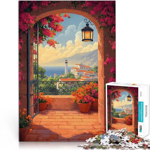 Teenager-Puzzle 1000 Teile Mediterraner Balkon mit Blick auf den Leuchtturm Denkspiel eignet ganze Familie 50x70cm Teenager-Puzzle 1000 Teile Mediterraner Balkon mit Blick auf den Leuchtturm Denkspiel eignet ganze Familie 50x70cm von BKDNNUJR