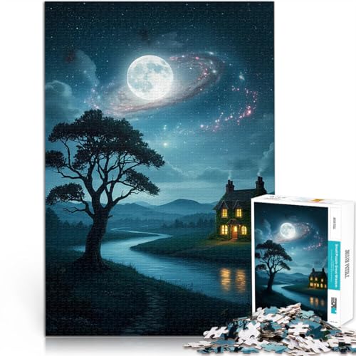 Teenager-Puzzle 1000 Teile Nächtliches Cottage am Fluss für Lernspiel-Herausforderungsspielzeug Die Liebe zwischen Paaren stärken 50x70cm Teenager-Puzzle 1000 Teile Nächtliches Cottage am Fluss für Lernspiel-Herausforderungsspielzeug Die Liebe zwischen Paaren stärken 50x70cm von BKDNNUJR