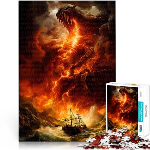 Teenager-Puzzle 1000 Teile Schiff und Monster Helfen Sie dem Gehirn, süchtig machende Spielzeuge zu trainieren, um Geduld zu entwickeln Wichtelgeschenke 26x38cm von BKDNNUJR