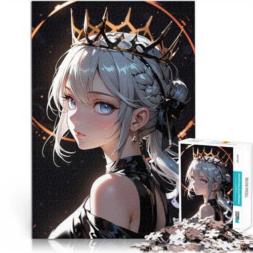 Teenager-Puzzles 1000 Teile Anime-Mädchen mit Krone Anspruchsvoll, Aber lustig und humorvoll Lernspiel für Geburtstag, Weihnachten 26x38cm von BKDNNUJR