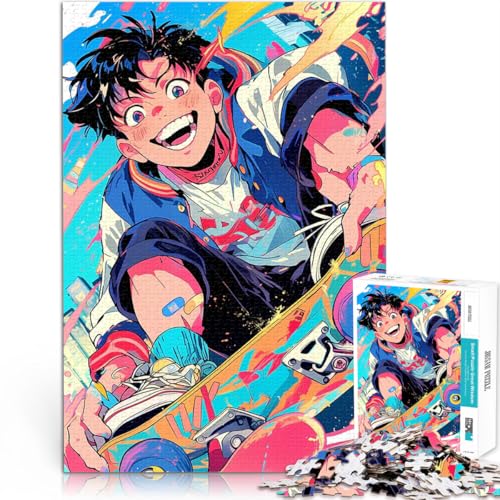 Teenager-Puzzles 1000 Teile Anime-Skateboarder Gehirnintelligenz-Herausforderung süchtig machendes Spielzeug Heimdekoration Spielzeug 26x38cm von BKDNNUJR