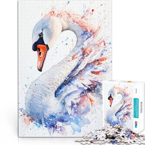 Teenager-Puzzles 1000 Teile Aquarell Schwan mit Spritzern Lernspiel-Herausforderungsspielzeug Einzigartige Wohndekoration und Geschenke 50x70cm Teenager-Puzzles 1000 Teile Aquarell Schwan mit Spritzern Lernspiel-Herausforderungsspielzeug Einzigartige Wohndekoration und Geschenke 50x70cm von BKDNNUJR