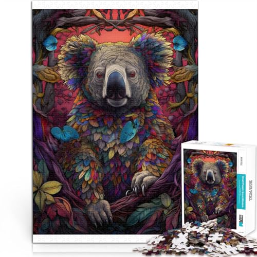 Teenager-Puzzles 1000 Teile Koala in farbenfroher Kunst Geschenke zum Suchbegriff: Herausfordernde Spiele Wichtelgeschenke 26x38cm von BKDNNUJR