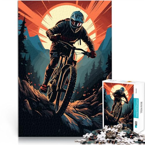 Teenager-Puzzles 1000 Teile Mountainbike Mountainbiker Lernspielzeug für die ganze Familie Lernspiel für Geburtstag, Weihnachten 26x38cm von BKDNNUJR
