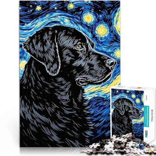 Teenager-Puzzles 1000 Teile Schwarzer Labrador Retriever Sternennacht Denkspiel mit vollständig ineinander greifenden, zufällig geformten Teilen 26x38cm Teenager-Puzzles 1000 Teile Schwarzer Labrador Retriever Sternennacht Denkspiel mit vollständig ineinander greifenden, zufällig geformten Teilen 26x38cm von BKDNNUJR