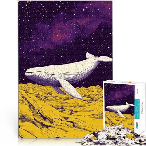 Teenager-Puzzles 1000 Teile Wal im Weltraum Gehirnintelligenz-Herausforderung süchtig machendes Spielzeug Heimdekoration Spielzeug 26x38cm von BKDNNUJR
