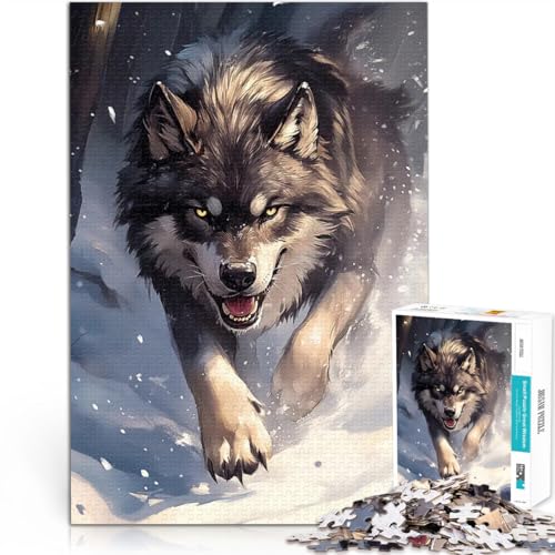 Teenager-Puzzles 1000 Teile Wolf im Schnee Helfen Sie dem Gehirn, süchtig machende Spielzeuge zu trainieren, um Geduld zu entwickeln Wanddekoration 26x38cm von BKDNNUJR