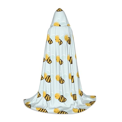 BKDODKS Halloween-Kapuzenumhang mit Cartoon-Bienen-Druck, Unisex, für Cosplay, Gothic, Renaissance und mehr von BKDODKS