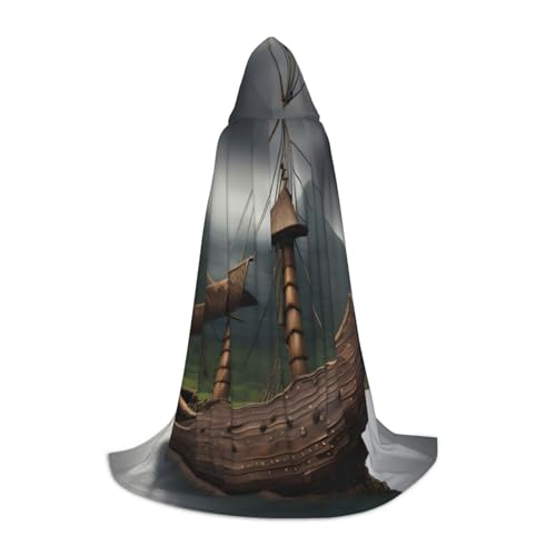 BKDODKS Halloween-Umhang mit Wikinger-Boot-Druck, Unisex, Umhang für Cosplay, Gothic, Renaissance und mehr von BKDODKS