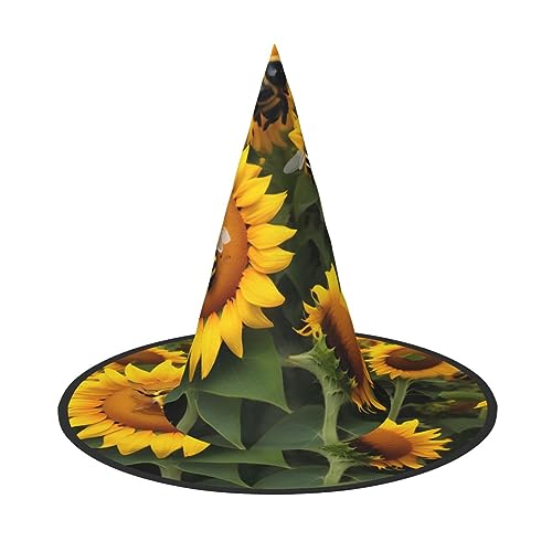 BKDODKS Lustige Halloween-Hüte mit Sonnenblumen-Motiv, einzigartige Party-Dekoration, gruselige Hexenhüte für Damen und Herren von BKDODKS