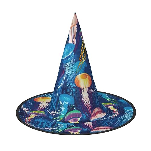 BKDODKS Lustige Halloween-Hüte mit bunten Quallen, einzigartige Party-Dekoration, gruselige Hexenhüte für Damen und Herren BKDODKS Lustige Halloween-Hüte mit bunten Quallen, einzigartige Party-Dekoration, gruselige Hexenhüte für Damen und Herren von BKDODKS