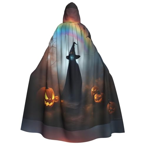 BKDODKS Regenbogen Halloween Geist Hexenhut Spinnen Druck Kapuzenumhang Herren Damen - Vielseitiger Cosplay Umhang Halloween Karneval Thema Dekor von BKDODKS